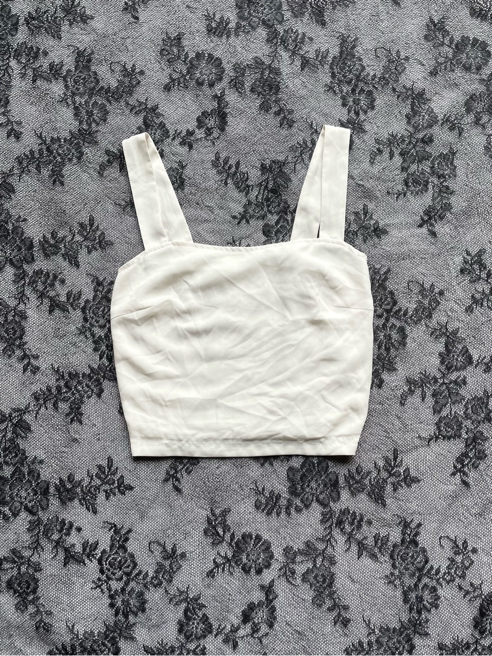 Classic Cream Square-Neck Crop Top